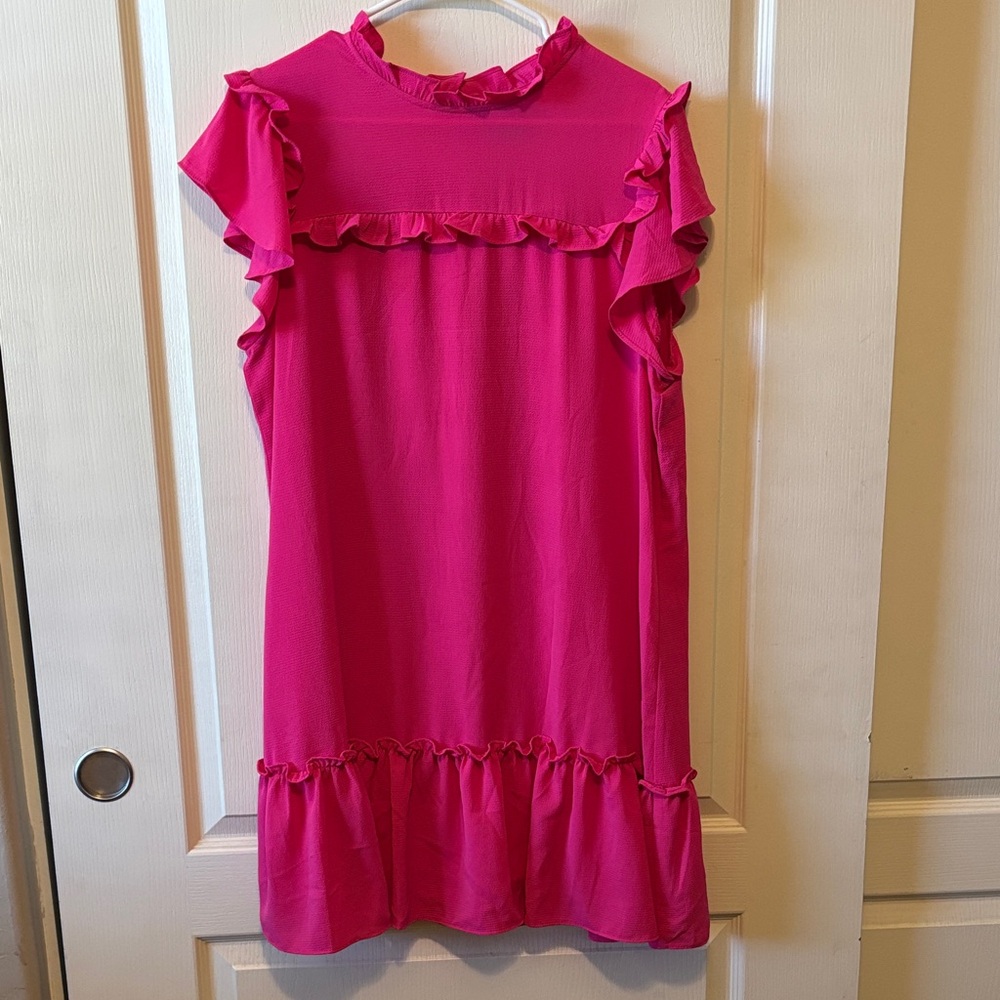 CeCe Bright Pink Ruffle Dress